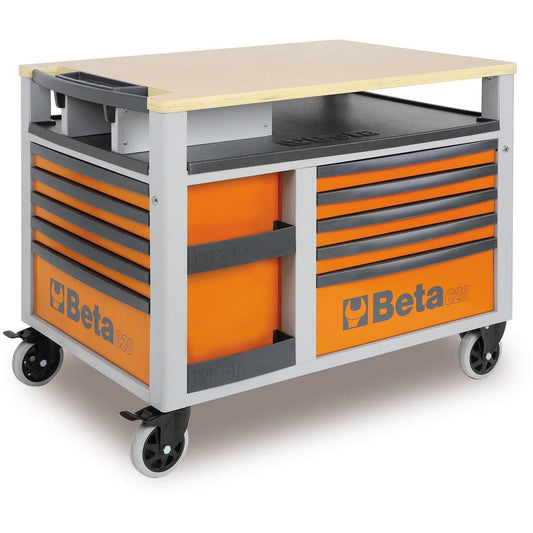 Beta Tools Supertank Roller Cabinet Trolley C28 10 Drawer, Orange, 028000301